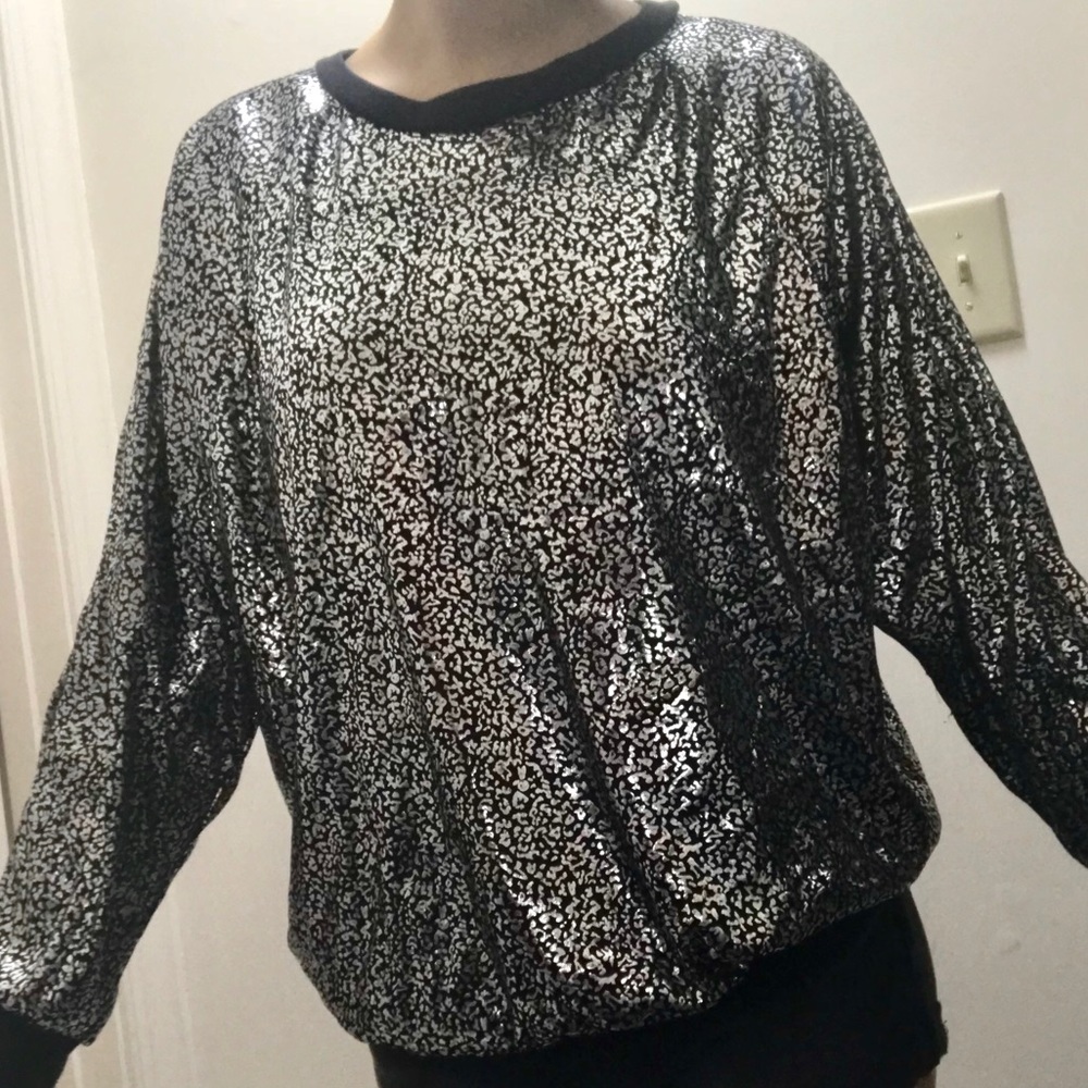 Vintage silver foil print sweater